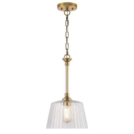 Westinghouse Pendant 60W Aggie, Brushed Brass Clear Ribbed Glass 6130200